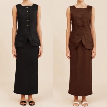 Fashion Two-piece Set Consist of Vest and Pencil Skirt