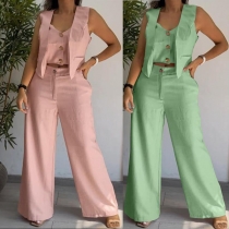 Fashion Two-piece Set Consist of Vest and Straight-cut Pants