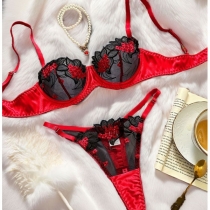 Sexy Floral Embroidery Two-piece Lingerie Set