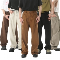 Fashion Solid Color Mid-rise Straight-cut Pants for Men