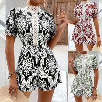 Baroque Print Lace Jumpsuit