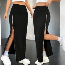 Zipper Long Skirt with Tummy Control