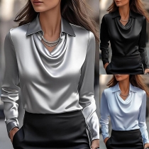 Long Sleeve Swing Collar Shirt Top