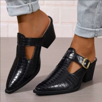 Chunky Heel Pointed Toe Shoes