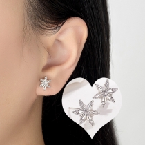 Christmas Snowflake Earrings with Rhinestone Detail