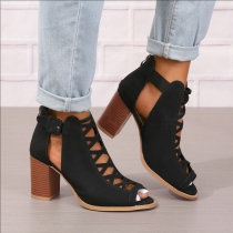 Round Toe Buckle Strap High Heel Sandals