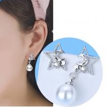 Pearl Star Earrings with Zircon Detail