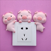 Resin Piggy Switch Socket Stickers for Room Decoration -4 Pic