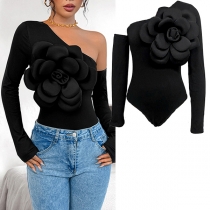 Solid Color Off Shoulder Bodysuit