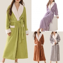 Plush Thick Coral Fleece Bathrobe in Long Style