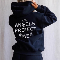 Cute Letter Printed-Angle Protect Me--Printed Unisex Hooded Sweatshirt