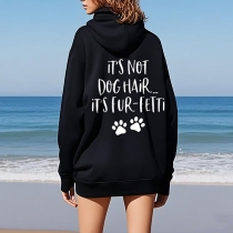 Fashion Letter Printed Long Sleeve Unisex Hooded Sweatshirt