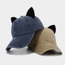 Cute Solid Color Cat Ear Shape Cap