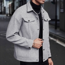 Fashion Long Sleeve Front Button Duffle Jacket for Men