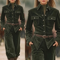 Vintage Two-piece Set Consist of Irregular Hemline Jacket and Pants