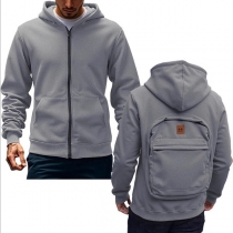 Fashion Front Zipper Long Sleeve Hooded Men's Sweatshirt