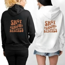 Fashion Letter Print Long Sleeve Hooded Sweatshirt for Friends