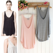 Fashion Solid Color V-neck Loose All-match Tank Tops
