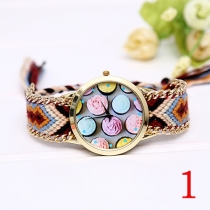 Fashion Colorful Braided Watch Band Round Dial Quartz Watches