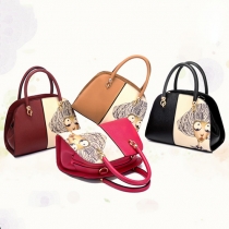 Cute Cartoon Pattern Contrast Color Handbag Shoulder Messenger Bag