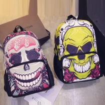 Vintage Skull Head Pattern Canvas Backpack School Bag