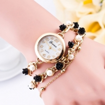 Fashion Women Pearl Flower Bracelet Watch