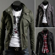 Fashion Long Sleeve Stand Collar Men's Casual Coat