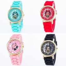 Fashion Silicone Watch Band Hollow Out Round Dial Quartz Watch