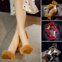 Fashion Pointed Toe Faux Fur Spliced High-heeled Shoes