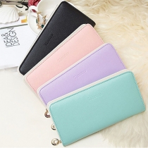 Concise Style Solid Color Letters Printed Wallet For Women