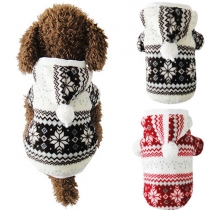 Cute Style Snowflake Printed Single-breasted Hooded Padded Coat For Dogs