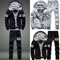 Fashion Casual Solid Color Hoodie Men's Sports Suit 