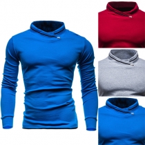 Fashion Candy Solid Color Long Sleeve Stand Collar Sweatshirt For Men 