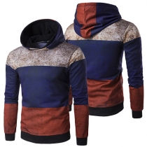 Fashion Contrast Color Long Sleeve Printed Men's Hoodies
