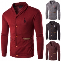 Fashion Solid Color Long Sleeve Men's Knit Cardigan