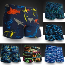 Fashion Elastic Waist Printed Swimming Shorts for Men