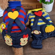 Cute Style Contrast Color Striped Spliced Overalls for Pets