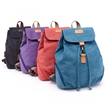 Retro Style Solid Color Canvas Backpack