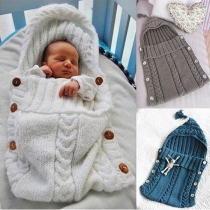 Cute Style Solid Color Hooded Knit Sleeping Bag for Babies