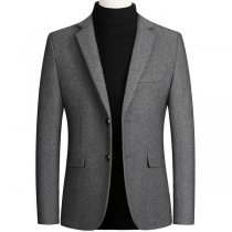 Fashion Long Sleeve Stand Collar Slim Fit Men's Suit Coat