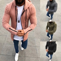 Casual Style Long Sleeve Solid Color Hooded Men's Thin Sweatshirt Coat