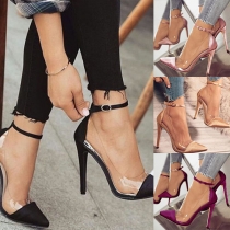 Fashion Contrast Color High-heeled Pointed Toe Shoes
