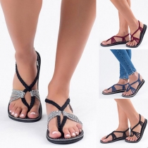 Bohemian Style Flat Heel Knotted Thong Sandals 