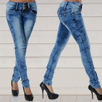 Fashion Low-waist Ripped Skinny Jeans
