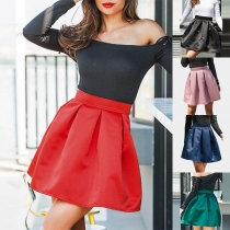 Fashion Sollid Color High Waist Skirt