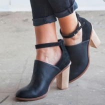 Fashion Thick High-heeled Round Toe Heels Shoes