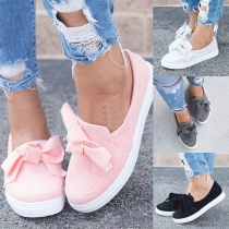 Fashion Flat Heel Round Toe Bowknot Slip-on Shoes