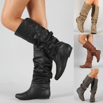 Fashion Flat Heel Round Toe Boots