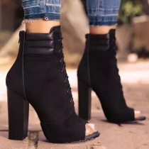 Fashion Thick High-heeled Peep Toe Ankle Boots