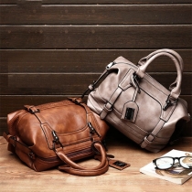 Retro Style Solid Color PU Leather Hanbag Shoulder Bag